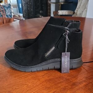 Vionic Black Suede Ankle Booties